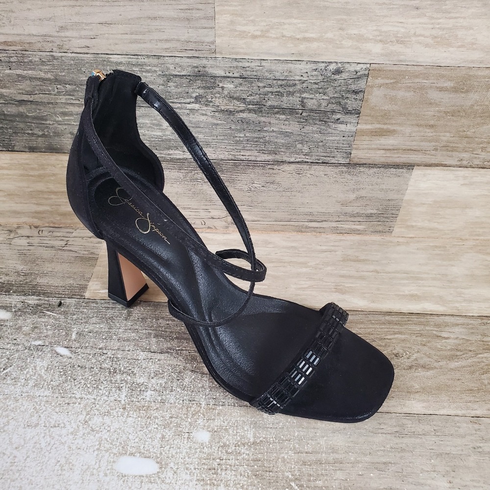 Jessica Simpson Arindel Womens Heels Sz 10 M Black Strappy Block Sandal